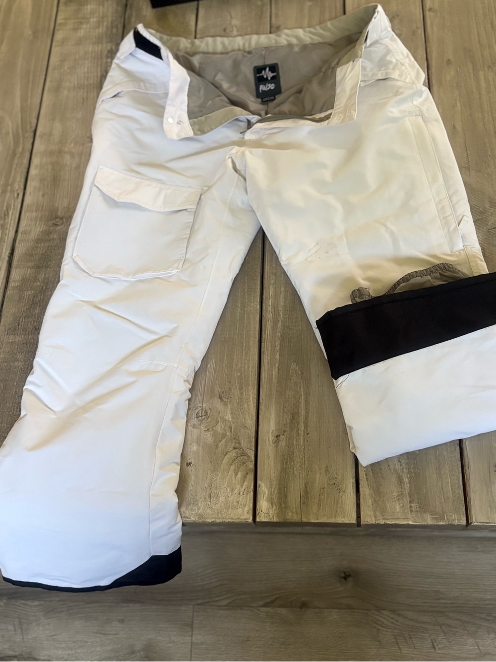 Pulse White Snow Cargo Jumpsuit with Black Trim